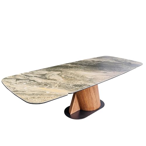 Riess Ambiente Ausziehbarer Esstisch Elements - 180-260cm - Taupe beige - Keramik Walnussholz Esszimmertisch Tisch Konferenztisch von Riess Ambiente