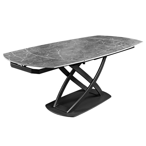 Riess Ambiente Ausziehbarer Esstisch Inception - 130-190cm - anthrazit - Schiefer Keramik Design Tisch Metallgestell modern Esszimmer von Riess Ambiente
