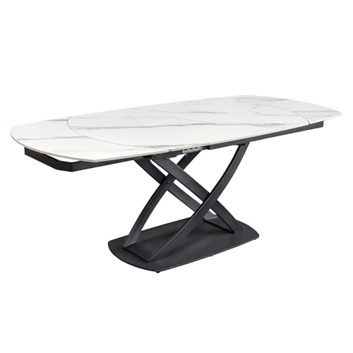 Riess Ambiente Ausziehbarer Esstisch Inception - 130–190cm - weiß - Marmor Keramik Design Tisch Metallgestell modern Esszimmer von Riess Ambiente