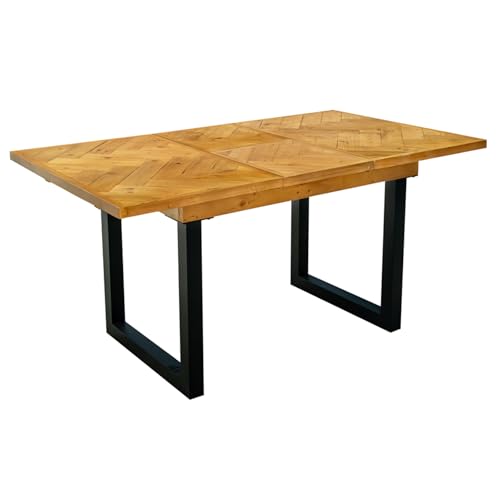 Riess Ambiente Ausziehbarer Esstisch MOSAIK - 120-160cm - braun schwarz - recyceltes Massivholz Metall - Holztisch Küchentisch Industrial Design Riess Ambiente Ausziehbarer Esstisch MOSAIK - 120-160cm - braun schwarz - recyceltes Massivholz Metall - Holztisch Küchentisch Industrial Design von Riess Ambiente