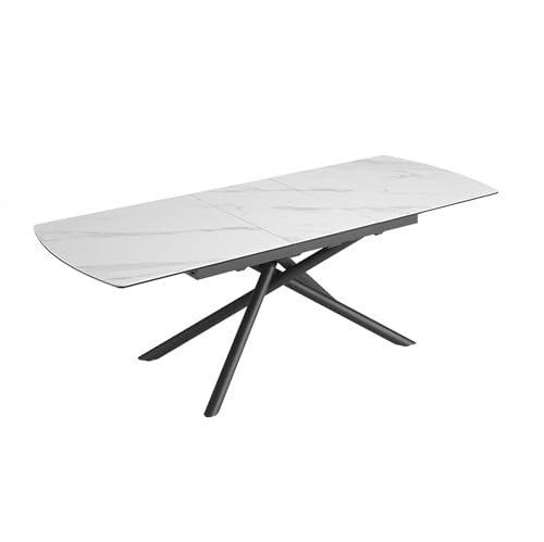Riess Ambiente Ausziehbarer Esstisch Mikado 180-230cm - weiß - Keramik schwarz Sterngestell Esszimmertisch Konferenztisch Tisch von Riess Ambiente