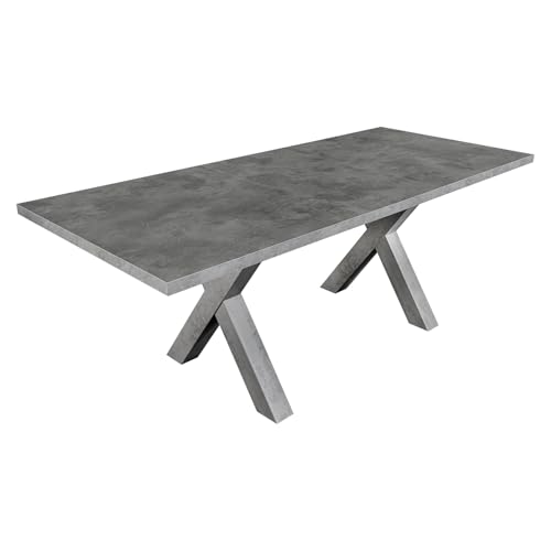 Riess Ambiente Ausziehbarer Esstisch Montreal - 160-210cm - grau Beton Design - mit X-Gestell Riess Ambiente Ausziehbarer Esstisch Montreal - 160-210cm - grau Beton Design - mit X-Gestell von Riess Ambiente