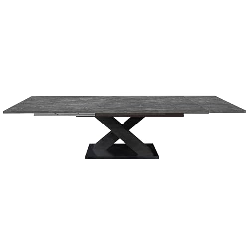 Riess Ambiente Ausziehbarer Esstisch Montreal - 180-280cm - grau Graphit - Keramik-Design X-Gestell von Riess Ambiente