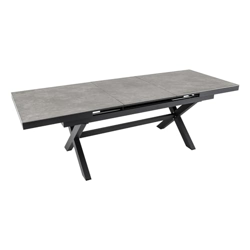 Riess Ambiente Ausziehbarer Outdoor Esstisch Empire 180-240cm hellgrau Keramik anthrazit Gartentisch wetterfest Terrassentisch Dachterrassentisch Balkontisch Tisch von Riess Ambiente