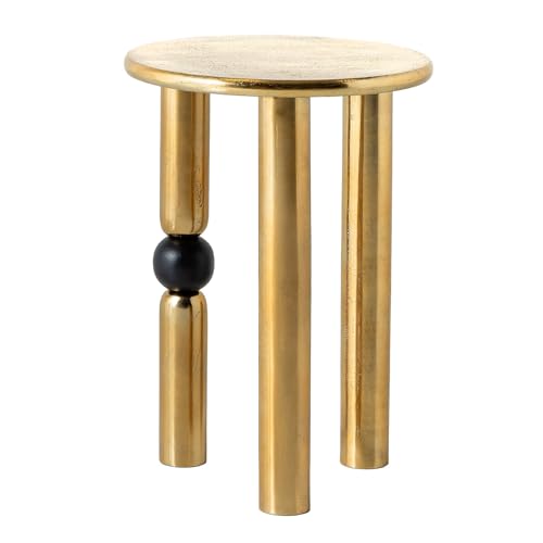 Riess Ambiente Beistelltisch Abstract - 55cm - Gold schwarz - Metall rund Shabby Chic Handmade Couchtisch Ablagetisch Unikat von Riess Ambiente