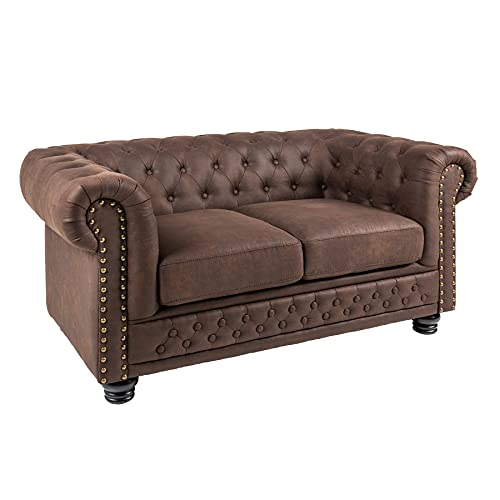 Riess Ambiente Chesterfield 2er Sofa 150cm Vintage braun 2-Sitzer mit Knopfheftung und Federkern Couch Zweisitzer Riess Ambiente Chesterfield 2er Sofa 150cm Vintage braun 2-Sitzer mit Knopfheftung und Federkern Couch Zweisitzer von Riess Ambiente