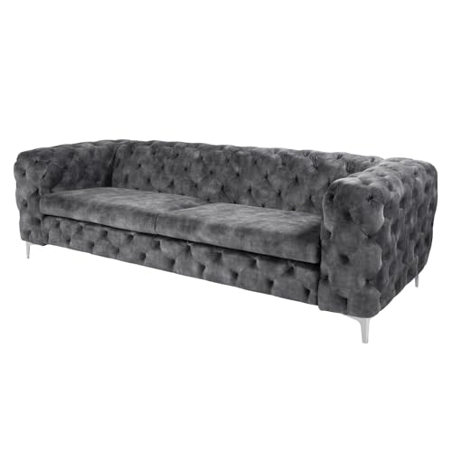 Riess Ambiente Chesterfield 3-Sitzer Sofa MODERN BAROCK 235cm - dunkelgrau - Samt Federkern Metallfüße Couch Wohnlandschaft Riess Ambiente Chesterfield 3-Sitzer Sofa MODERN BAROCK 235cm - dunkelgrau - Samt Federkern Metallfüße Couch Wohnlandschaft von Riess Ambiente