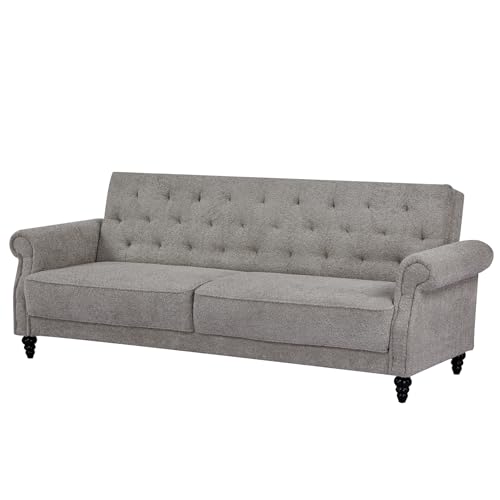 Riess Ambiente Chesterfield 3-Sitzer Sofa Maison Belle AFFAIRE - 220cm - Greige Bouclé - mit Schlaffunktion von Riess Ambiente