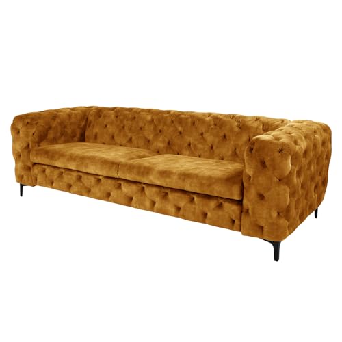Riess Ambiente Chesterfield Sofa MODERN BAROCK 235cm - senfgelb - Samt 3-Sitzer Couch Federkern Sofa Wohnlandschaft von Riess Ambiente