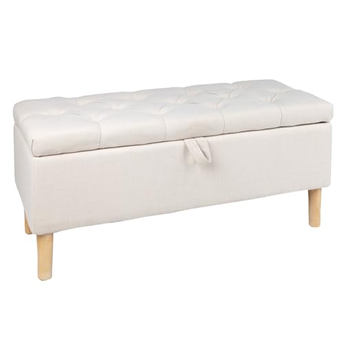 Riess Ambiente Chesterfield Truhenbank Castle 100cm beige Sitzbank Landhausstil mit Stauraum Bank Truhe Flurbank Bettbank von Riess Ambiente