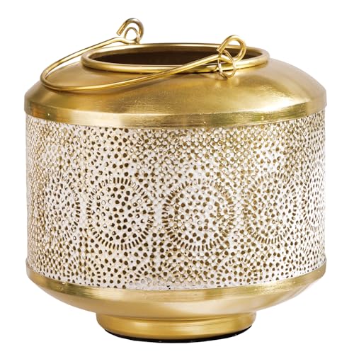 Riess Ambiente Deko Windlicht Orient - 20cm - Gold Metall - mit Patina Handmade Laterne von Riess Ambiente