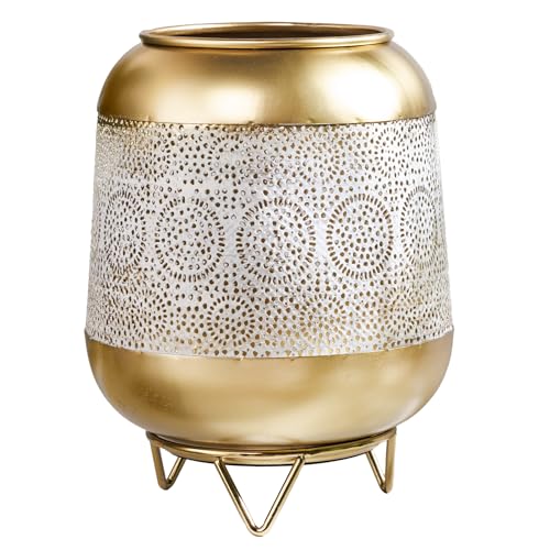 riess-ambiente Deko Windlicht Orient 25cm Gold Metall mit Patina Handmade Gestell handgefertigt Kerzenhalter Kerzenständer Teelichthalter Stump-Kerzen-Halter von Riess Ambiente