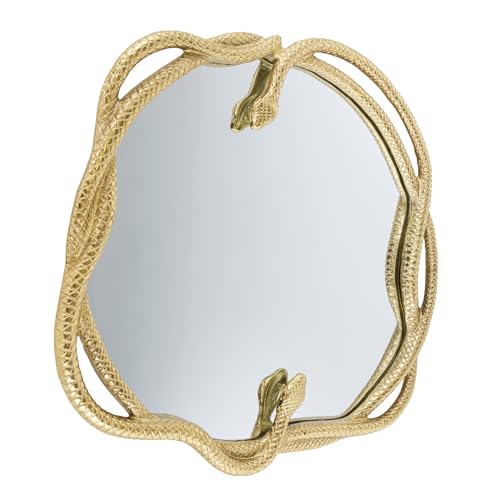 Riess Ambiente Dekorativer Spiegel Snake L - 50cm - Gold Metall Schlangen-Skulptur Wandspiergel Dekoration von Riess Ambiente