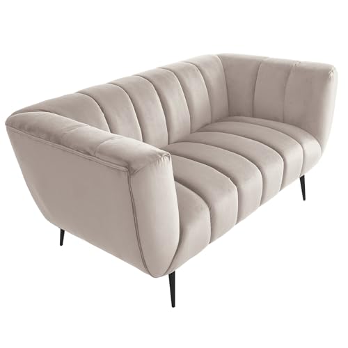 Riess Ambiente Design 2-Sitzer Sofa Noblesse - 165cm - Champagner Samt - Schwarze Metallfüße - Federkern von Riess Ambiente