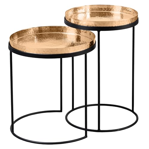 Riess Ambiente Design 2er Set Beistelltisch Elements 55cm Gold Handmade rund Beistelltisch Sofatisch Kaffeetisch Wohnzimmertisch Tisch Dekotisch Ablagetisch Serviertisch von Riess Ambiente