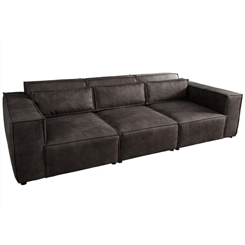 Riess Ambiente Design 3-Sitzer Sofa Bossa NOVA 255cm antik dunkelgrau Microfaser inklusive Kissen 3er Sofa Couch XXL-Sofa XXL-Couch von Riess Ambiente