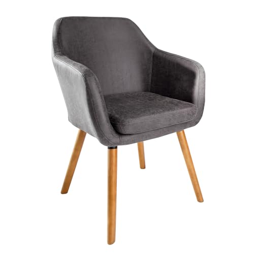 Riess Ambiente Design Armlehnstuhl Supreme Vintage grau Beine aus Massivholz Esszimmerstuhl Esszimmer Sessel mit Armlehnen Esstischstuhl Küchenstuhl Stuhl von Riess Ambiente