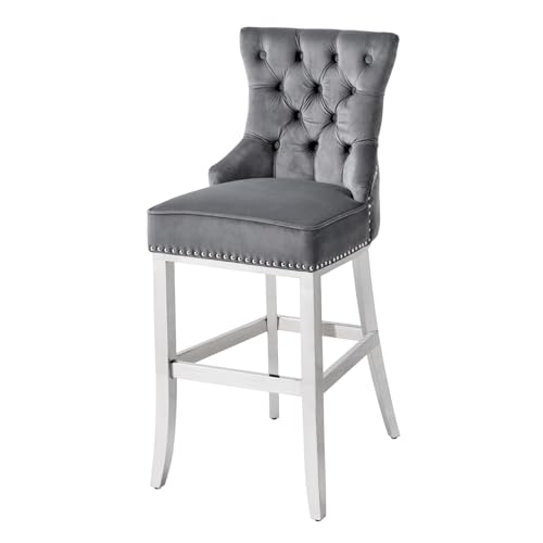 Riess Ambiente Design Barhocker Castle Deluxe grau Samt Silber Edelstahl Chesterfield Barstuhl Tresenstuhl Küchenstuhl Samtstuhl hoher Stuhl Hocker Riess Ambiente Design Barhocker Castle Deluxe grau Samt Silber Edelstahl Chesterfield Barstuhl Tresenstuhl Küchenstuhl Samtstuhl hoher Stuhl Hocker von Riess Ambiente