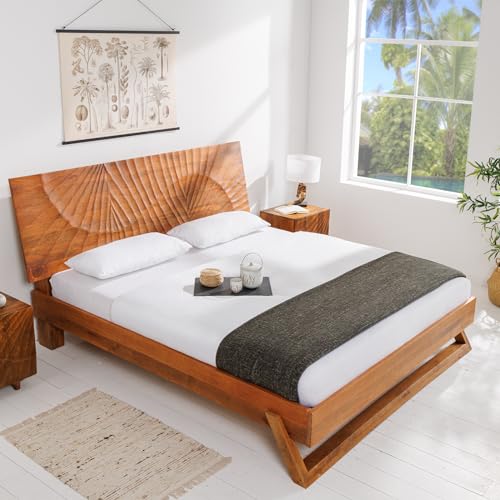 Riess Ambiente Design Bett Scorpion 180x200cm braun Mangoholz 3D Schnitzerei Massivholz Doppelbett von Riess Ambiente