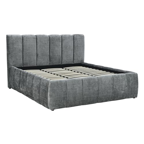 Riess Ambiente Design Boxbett ADLON - 180x200cm - grau - Chenille Bettgestell mit Stauraum Lattenrost gepolstert von Riess Ambiente