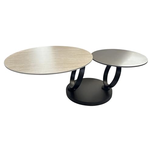 Riess Ambiente Design Couchtisch Dancing Rings - rost - rund drehbar Marmor Keramik Metall Beistelltisch Tisch von Riess Ambiente
