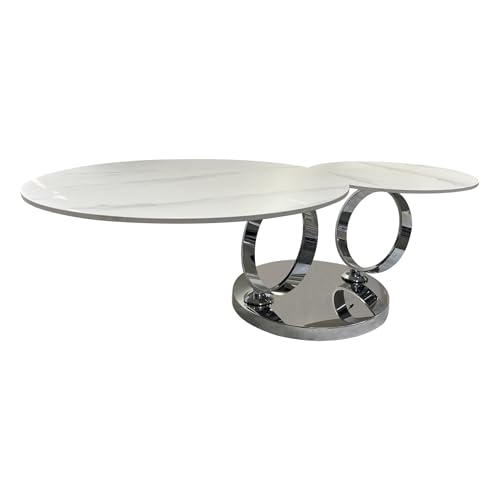 Riess Ambiente Design Couchtisch Dancing Rings - weiß - Chrome - rund drehbar Marmor Keramik Metall Beistelltisch Tisch Riess Ambiente Design Couchtisch Dancing Rings - weiß - Chrome - rund drehbar Marmor Keramik Metall Beistelltisch Tisch von Riess Ambiente