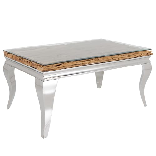 Riess Ambiente Design Couchtisch MODERN BAROCK 100cm Natur Chrom Teakholz Edelstahl Glasplatte Riess Ambiente Design Couchtisch MODERN BAROCK 100cm Natur Chrom Teakholz Edelstahl Glasplatte von Riess Ambiente