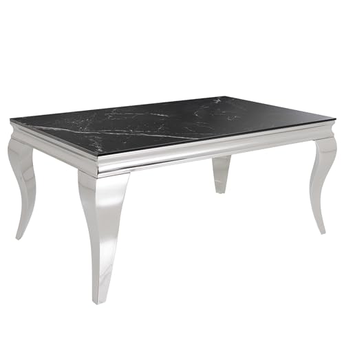 Riess Ambiente Design Couchtisch MODERN BAROCK 100cm schwarz Chrom Keramik-Optik Edelstahl von Riess Ambiente