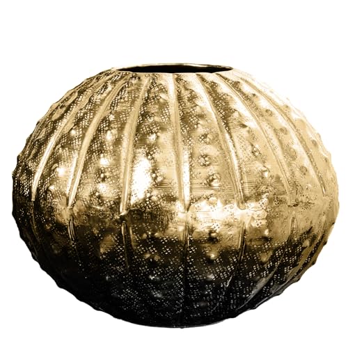 Riess Ambiente Design Deko Vase Abstract 30cm Gold Handarbeit Hammerschlag Blumenvase Gefäß Dekogefäße Trockenblumenvase von Riess Ambiente
