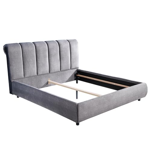 Riess Ambiente Design Doppelbett Milano - 180x200cm - grau - Samt Polsterbett Kingsize Bettgestell modern Schlafzimmer von Riess Ambiente