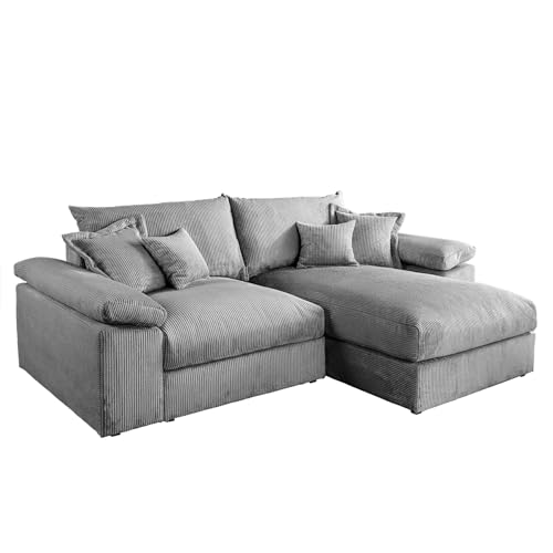 Riess Ambiente Design Ecksofa Atmosphere XL 245cm - Anthrazit - Cord Federkern 3-Sitzer inkl. Kissen Eckcouch Couch Sofa von Riess Ambiente