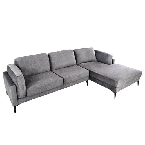 Riess Ambiente Design Ecksofa Manhattan - 295cm - dunkelgrau - Samt Federkern 3-Sitzer Couch mit Metallfüßen modern Wohnzimmer Riess Ambiente Design Ecksofa Manhattan - 295cm - dunkelgrau - Samt Federkern 3-Sitzer Couch mit Metallfüßen modern Wohnzimmer von Riess Ambiente