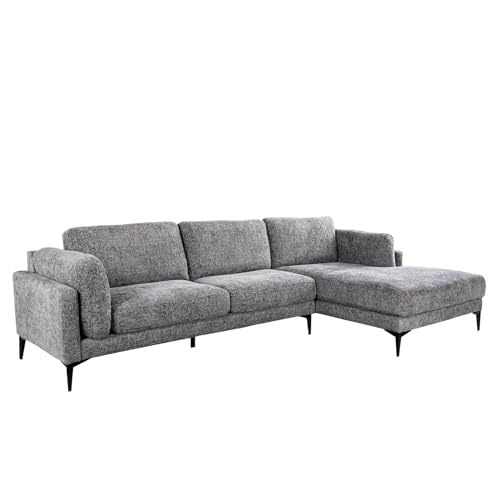 Riess Ambiente Design Ecksofa Manhattan - 295cm - grau - Strukturstoff Chenille Federkern 3-Sitzer Couch mit Metallfüßen modern Wohnzimmer Riess Ambiente Design Ecksofa Manhattan - 295cm - grau - Strukturstoff Chenille Federkern 3-Sitzer Couch mit Metallfüßen modern Wohnzimmer von Riess Ambiente