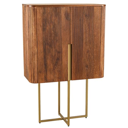 Riess Ambiente Design Highboard Gatsby - 125cm - braun mattgold - Mangoholz im Retro-Design von Riess Ambiente