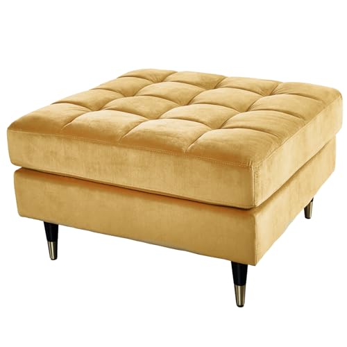 Riess Ambiente Design Hocker Cozy Velvet 80cm senfgelb Gold Samt Metallfüße Fußhocker Sesselhocker Sitzhocker Schminkhocker Sofahocker Polsterhocker von Riess Ambiente