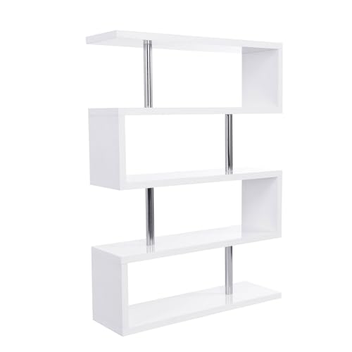 Riess Ambiente Design Regal Snake - 165cm - weiß Chrom - Hochglanz Bücherregal mit Vier Fächern von Riess Ambiente