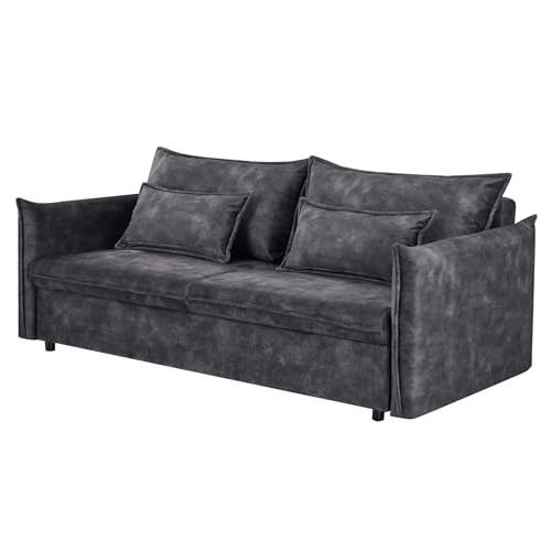 Riess Ambiente Design Schlafsofa Apartment - 215cm - grau - Samt 3-Sitzer Couch inkl. Bettkasten Kissen von Riess Ambiente
