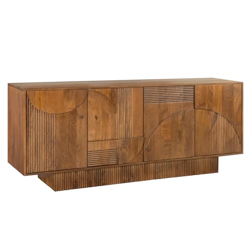 Riess Ambiente Design Sideboard Art Deco - 170cm - braun Smoked - Mangoholz massiv 3D-Front 3D-Design Stauraum Kommode Magnetverschluss von Riess Ambiente