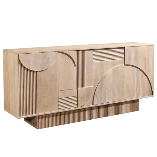 Riess Ambiente Design Sideboard Art Deco 170cm weiß gekälkt Mangoholz massiv 3D-Front Wohnzimmerschrank TV-Board Geschirrschrank Kommode viel Stauraum von Riess Ambiente