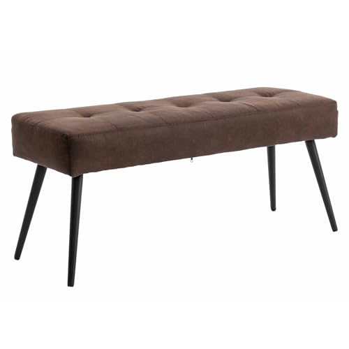 Riess Ambiente Design Sitzbank Boutique 100cm braun Microfaser Schwarze Metallbeine Polsterbank Schminkbank Schuhbank Schlafzimmerbank Flurbank von Riess Ambiente