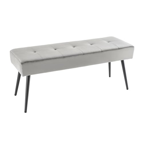 Riess Ambiente Design Sitzbank Boutique 100cm dunkelgrau Samt Schwarze Metallbeine, Polsterbank in modernen Stil, Flurmöbel, Esszimmerbank von Riess Ambiente