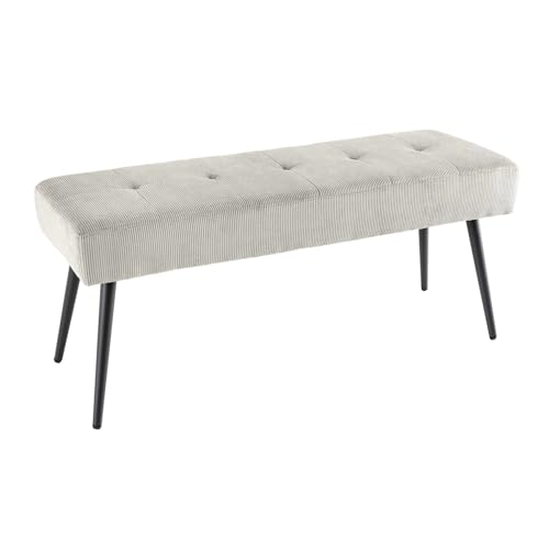 Riess Ambiente Design Sitzbank Boutique 100cm hellgrau Cord Schwarze Metallbeine, Polsterbank in modernen Stil, Flurmöbel, Esszimmerbank Riess Ambiente Design Sitzbank Boutique 100cm hellgrau Cord Schwarze Metallbeine, Polsterbank in modernen Stil, Flurmöbel, Esszimmerbank von Riess Ambiente