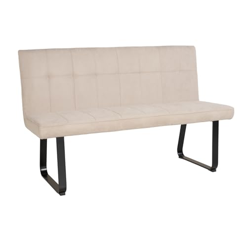 Riess Ambiente Design Sitzbank Modena - 160cm - beige schwarz - Strukturstoff Metallbeine - gefedert Kufengestell Polsterbank von Riess Ambiente