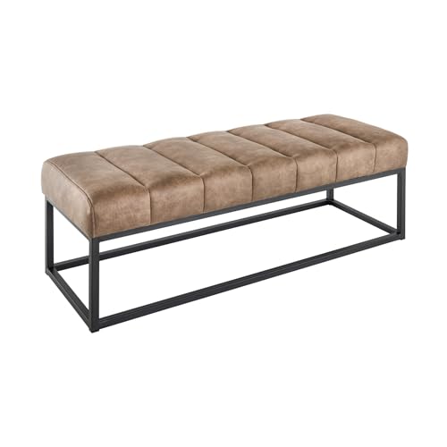 Riess Ambiente Design Sitzbank Petit BEAUTÉ 110cm Vintage Taupe Microfaser schwarzes Metallgestell von Riess Ambiente