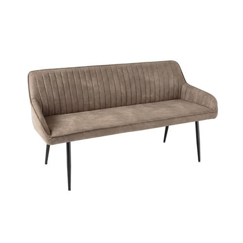 Riess Ambiente Design Sitzbank Turin 160cm Taupe schwarz Metallbeine mit Armlehne Polsterbank mit Samtbezug, Esszimmermöbel, Flurmöbel von Riess Ambiente