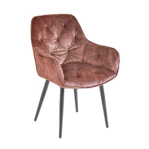 Riess Ambiente Design Stuhl Milano braun Samt mit Chesterfield Steppung Armlehnenstuhl Esszimmerstuhl Polsterstuhl von Riess Ambiente