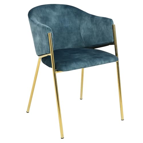 Riess Ambiente Design Stuhl Noblesse - Petrol - Samt Esszimmerstuhl golden verchromtes Metallgestell modern gepolstert von Riess Ambiente