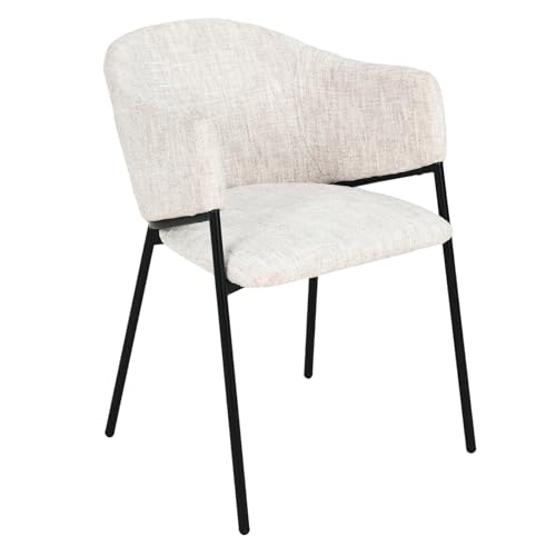 Riess Ambiente Design Stuhl Noblesse - beige - Chenille Esszimmerstuhl mit schwarzem Metallgestell modern gepolstert bequem von Riess Ambiente