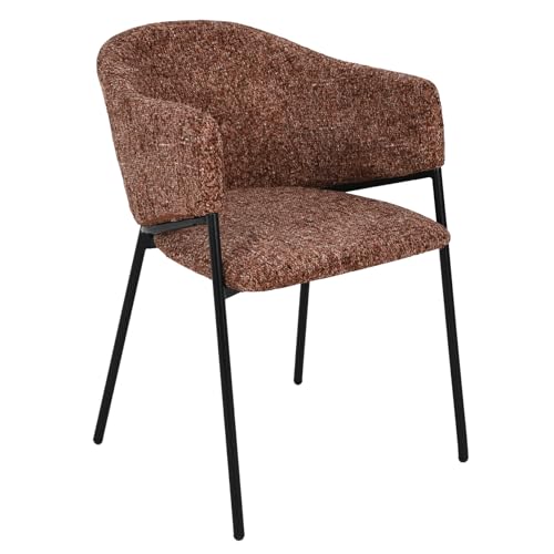 Riess Ambiente Design Stuhl Noblesse - braun - Chenille Esszimmerstuhl mit schwarzem Metallgestell modern gepolstert bequem von Riess Ambiente