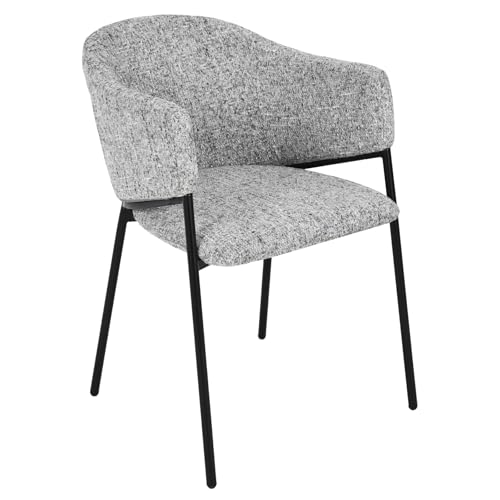 Riess Ambiente Design Stuhl Noblesse - grau - Chenille Esszimmerstuhl mit schwarzem Metallgestell modern gepolstert bequem von Riess Ambiente